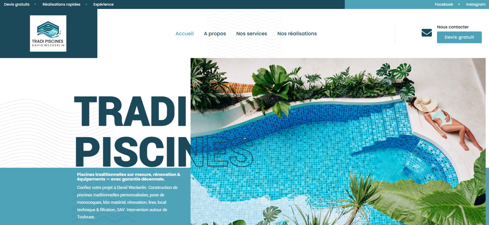 Site Tradi Piscines — construction de piscines